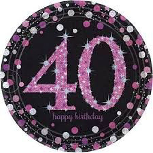 Picture of 40TH PINK CELEBRATION PAPER PLATES X8